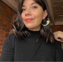 Load image into Gallery viewer, Gold plated rose hoops