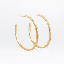 Load image into Gallery viewer, Gold plated textured hoops