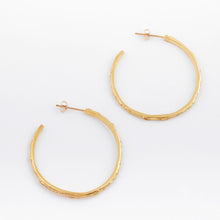 Load image into Gallery viewer, Gold plated textured hoops