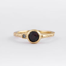 Load image into Gallery viewer, Solid 9ct yellow gold with dark red garnet and salt and pepper diamond