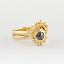 Load image into Gallery viewer, 18ct yellow gold ring with salt and pepper diamond and accent diamonds