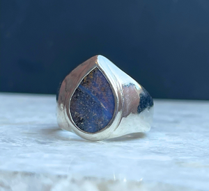 Australian tear shape boulder opal in sterling silver
