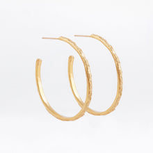 Load image into Gallery viewer, Gold plated textured hoops
