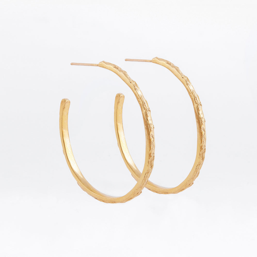 Gold plated textured hoops