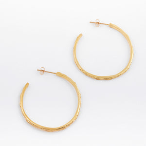 Gold plated textured hoops