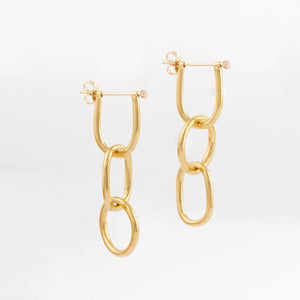 Gold plated chain earrings in 3 links