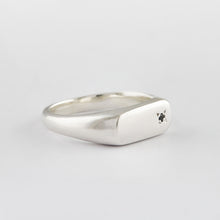 Load image into Gallery viewer, Sterling silver signet with black diamond-mid size
