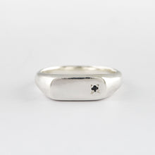 Load image into Gallery viewer, Sterling silver signet with black diamond-mid size
