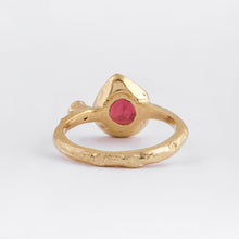 Load image into Gallery viewer, Geometric pear garnet in 9ct yellow gold with salt and pepper diamond.
