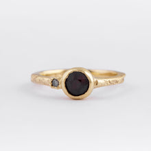 Load image into Gallery viewer, Solid 9ct yellow gold with dark red garnet and salt and pepper diamond
