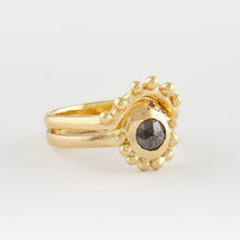 Load image into Gallery viewer, 18ct yellow gold ring with salt and pepper diamond and accent diamonds
