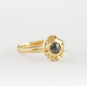 18ct yellow gold ring with salt and pepper diamond and accent diamonds