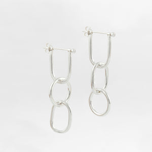 Sterling silver chain earrings 3 links