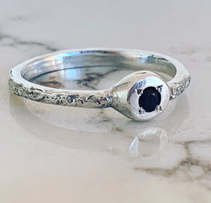 Sterling silver ring with Black Sapphire
