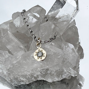 9ct yellow gold pendant with salt and pepper diamond